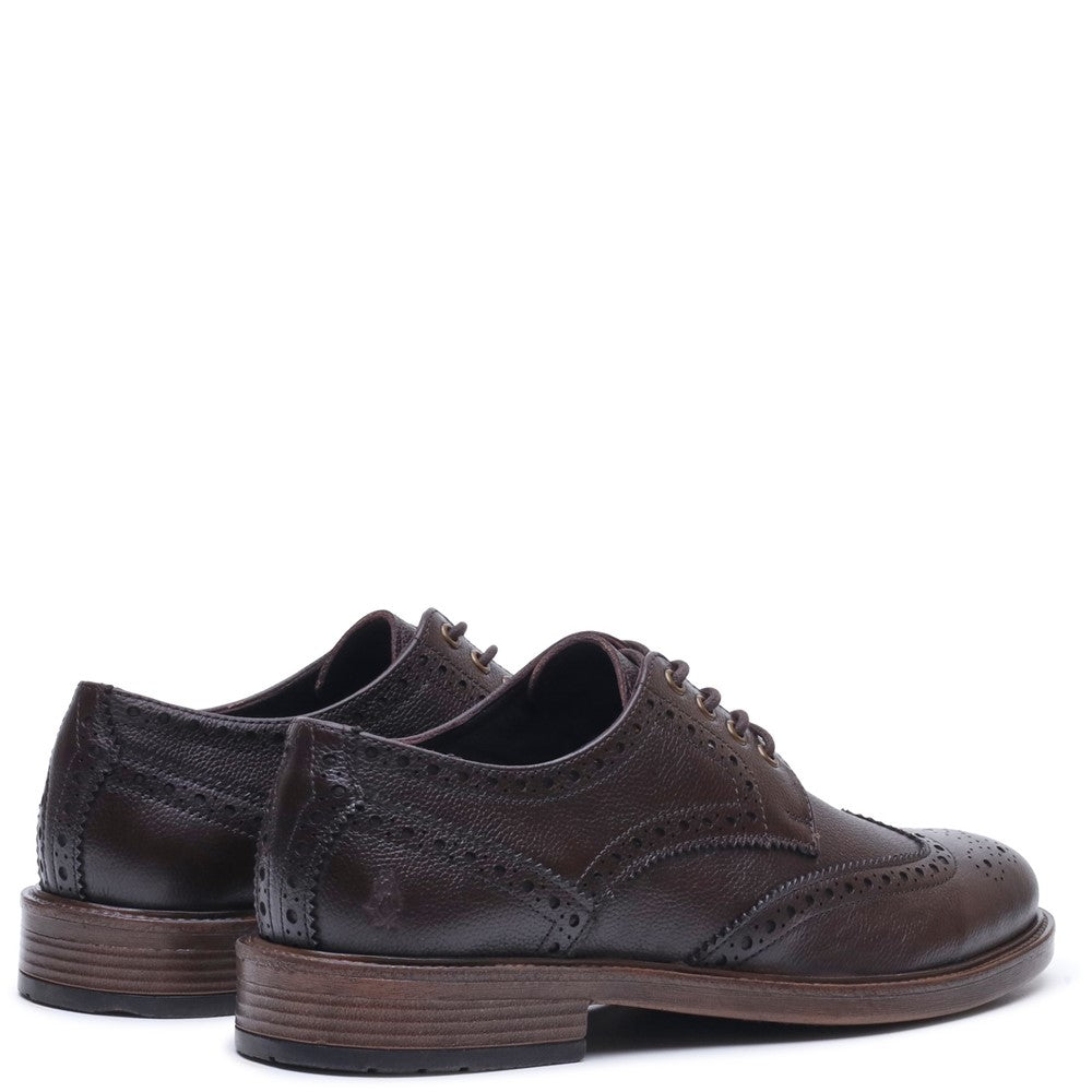 Mens Formal Lace Up Shoes Brown Hush Puppies Isaac Brogue