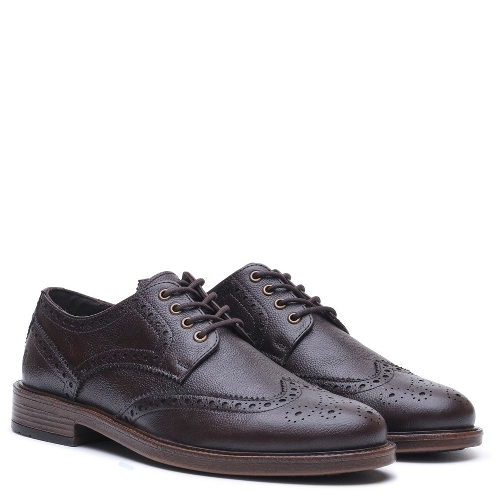 Mens Formal Lace Up Shoes Brown Hush Puppies Isaac Brogue