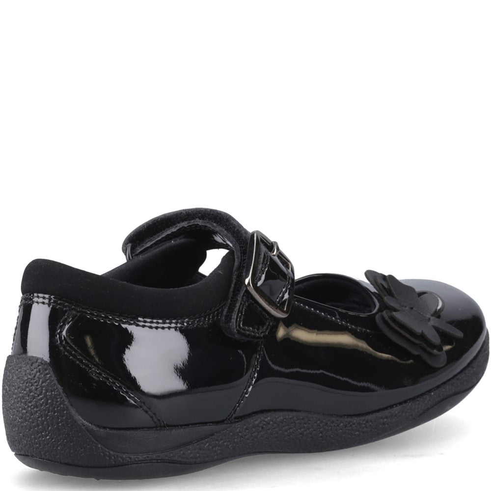Girls BTS FLFR Black Hush Puppies JULIE BALLERINA PATENT