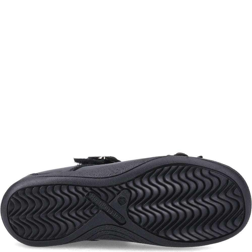Girls BTS FLFR Black Hush Puppies JULIE BALLERINA PATENT