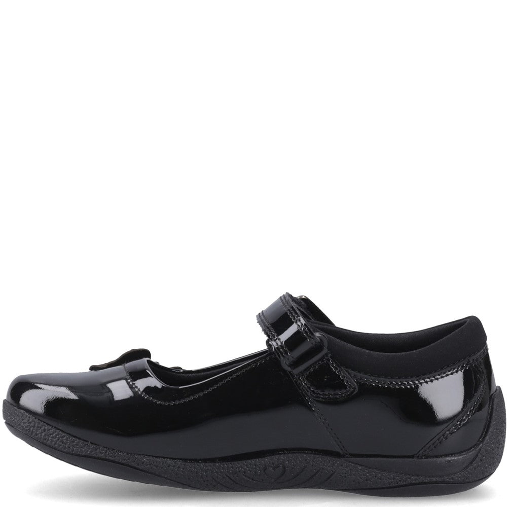 Girls BTS FLFR Black Hush Puppies JULIE BALLERINA PATENT