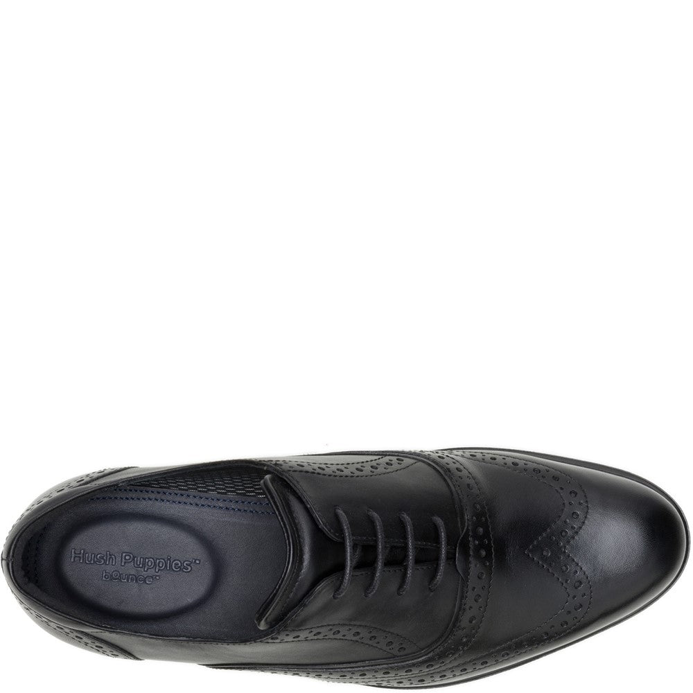 Mens Formal Lace Up Shoes Black Hush Puppies Lewis Wingtip