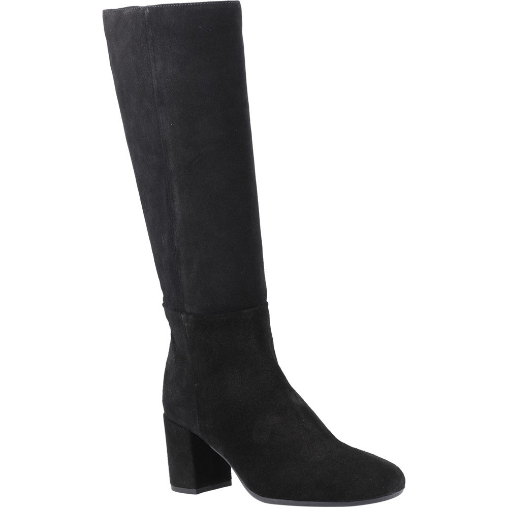 Ladies Long Boots Black Hush Puppies Oprah Suede Long Boot
