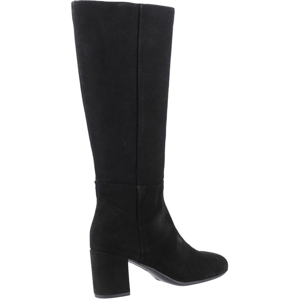 Ladies Long Boots Black Hush Puppies Oprah Suede Long Boot