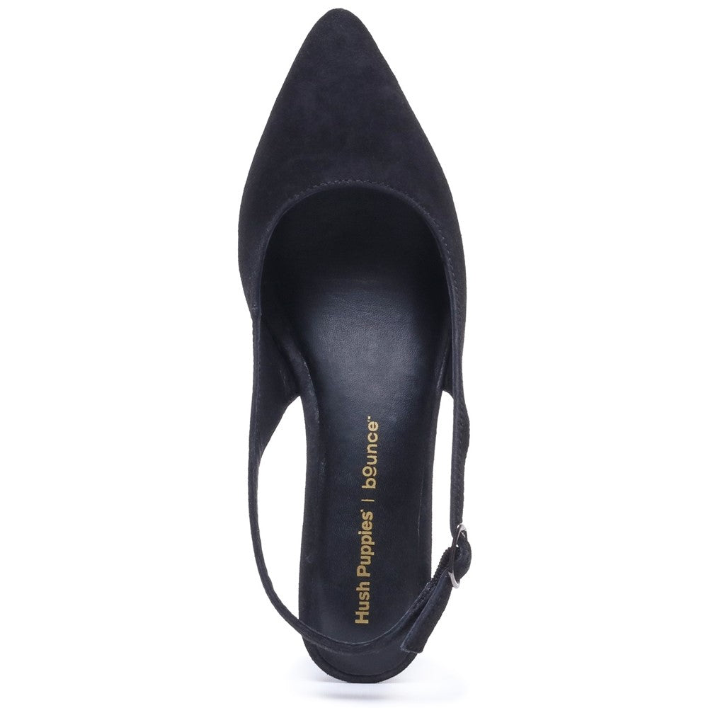 Ladies Heels Black Hush Puppies Nahla Buckle Kitten Heel