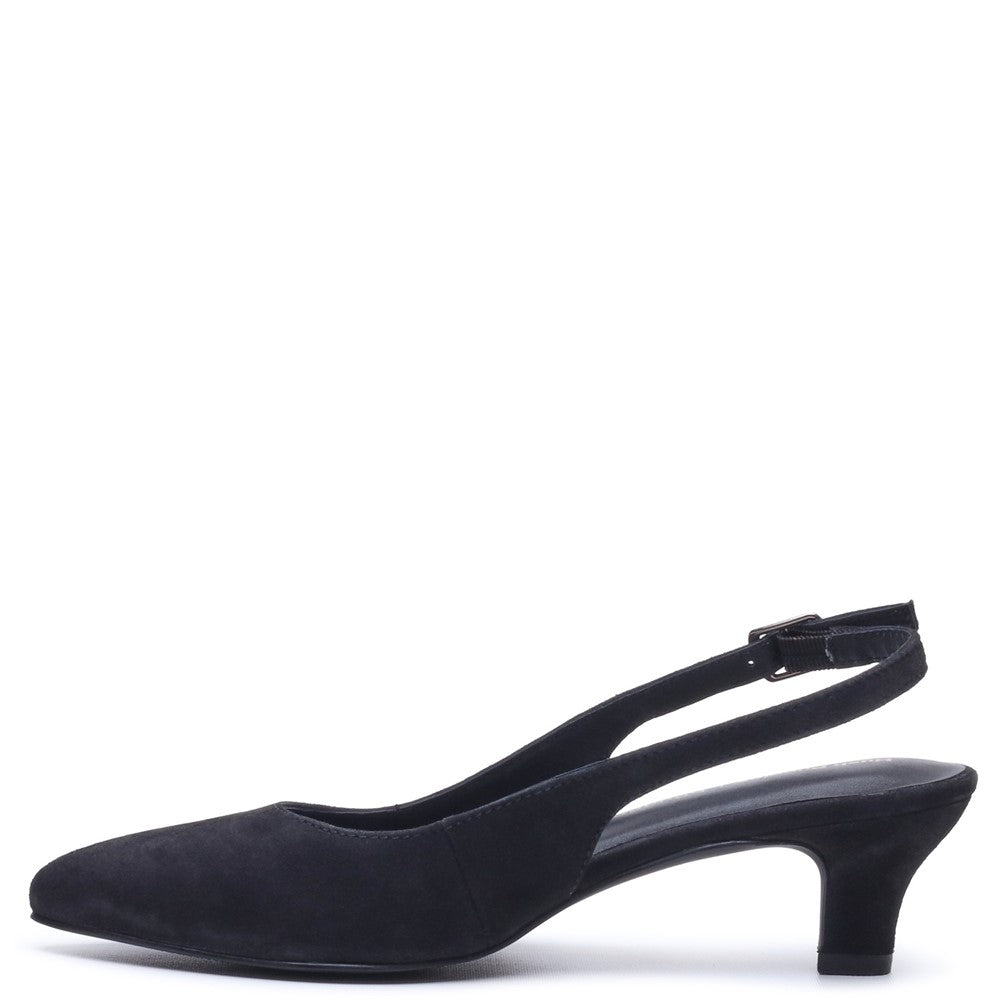 Ladies Heels Black Hush Puppies Nahla Buckle Kitten Heel