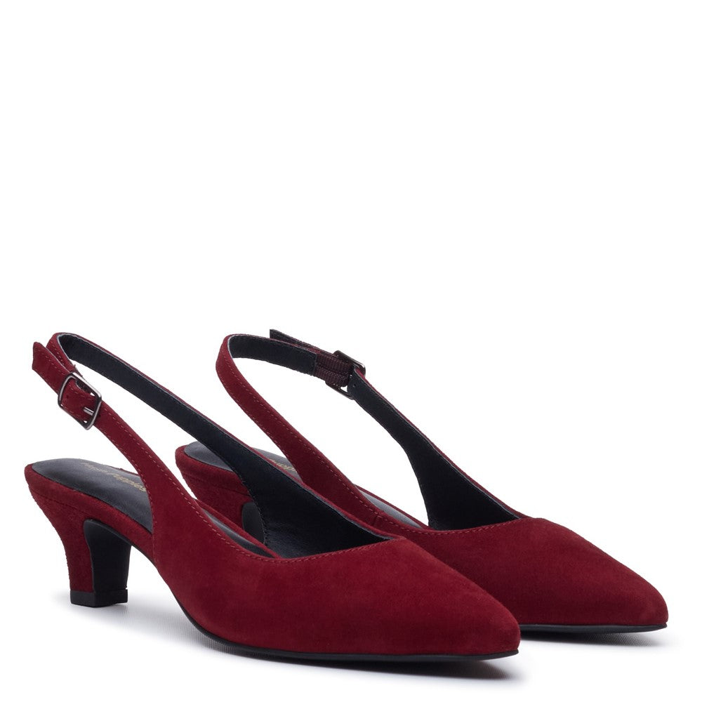 Ladies Heels Bordo Hush Puppies Nahla Buckle Kitten Heel