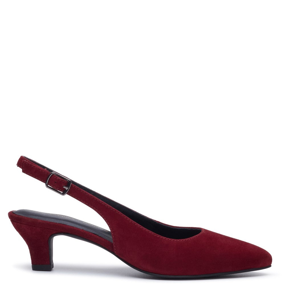 Ladies Heels Bordo Hush Puppies Nahla Buckle Kitten Heel