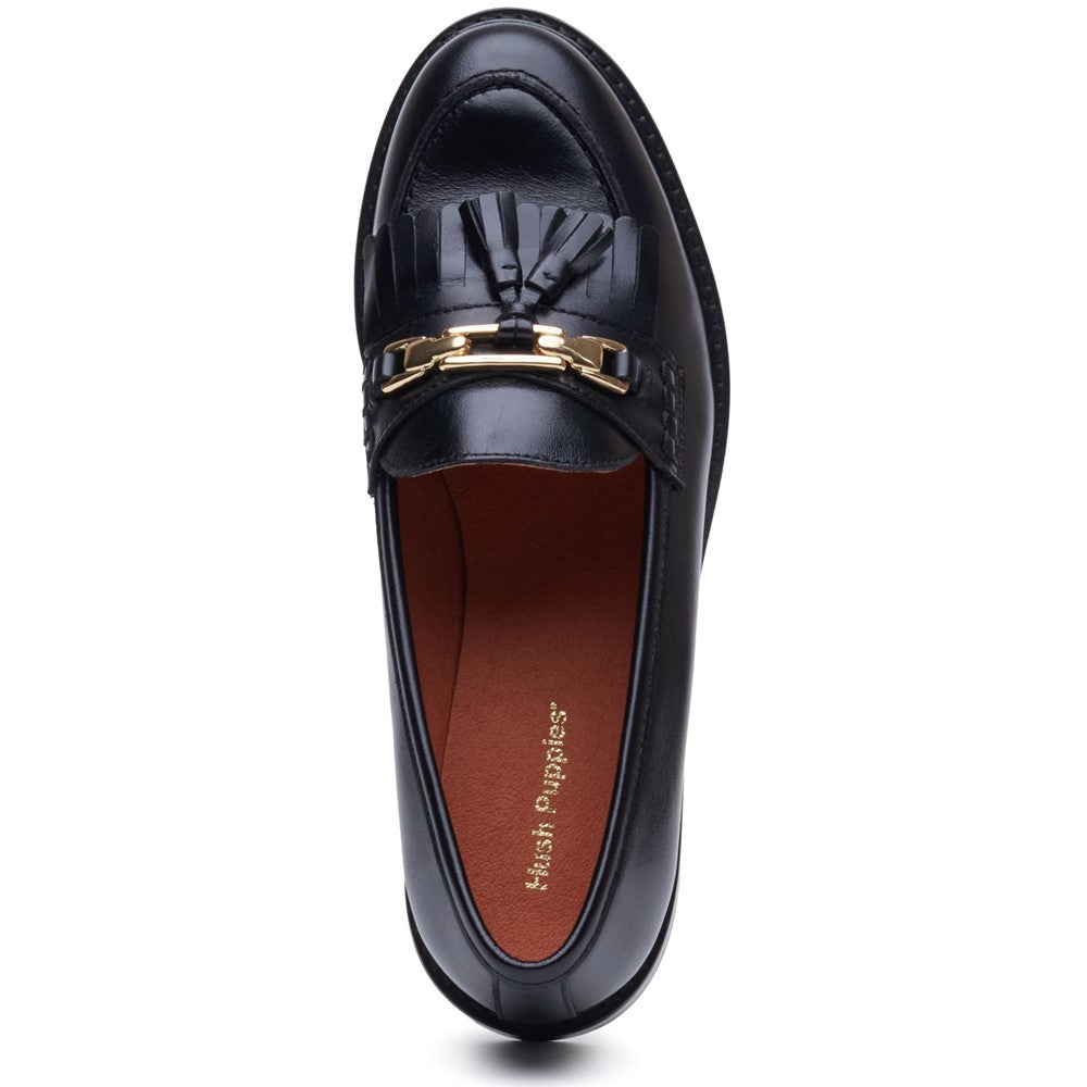 Slip On Ladies Shoes Black Hush Puppies DENISE SNAFFLE LOAFER