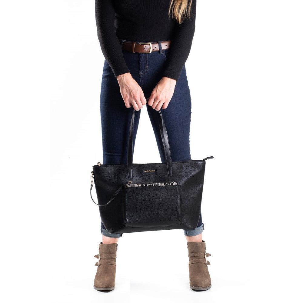 Hand Bags Black Hush Puppies Sadie Snakeskin Tote Bag
