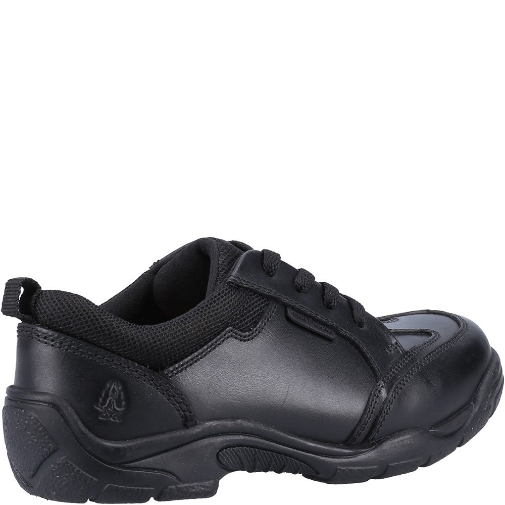 Boys BTS FLFR Black Hush Puppies Alvin School Shoe Junior