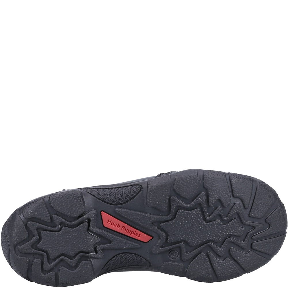 Boys BTS FLFR Black Hush Puppies Alvin School Shoe Junior