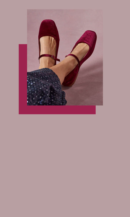 A range of Hush Puppies footwear in Plum colourway