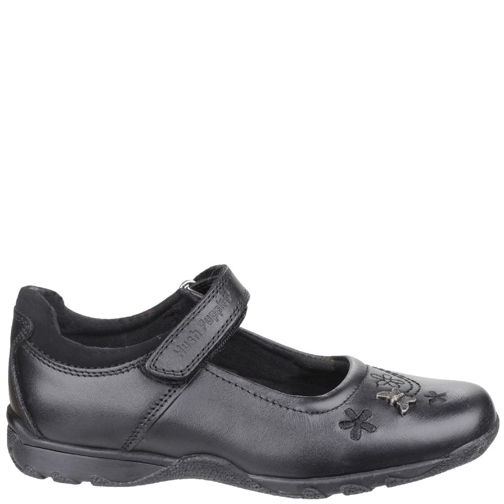 Girls BTS FLFR Black Hush Puppies Clare Junior School Shoe