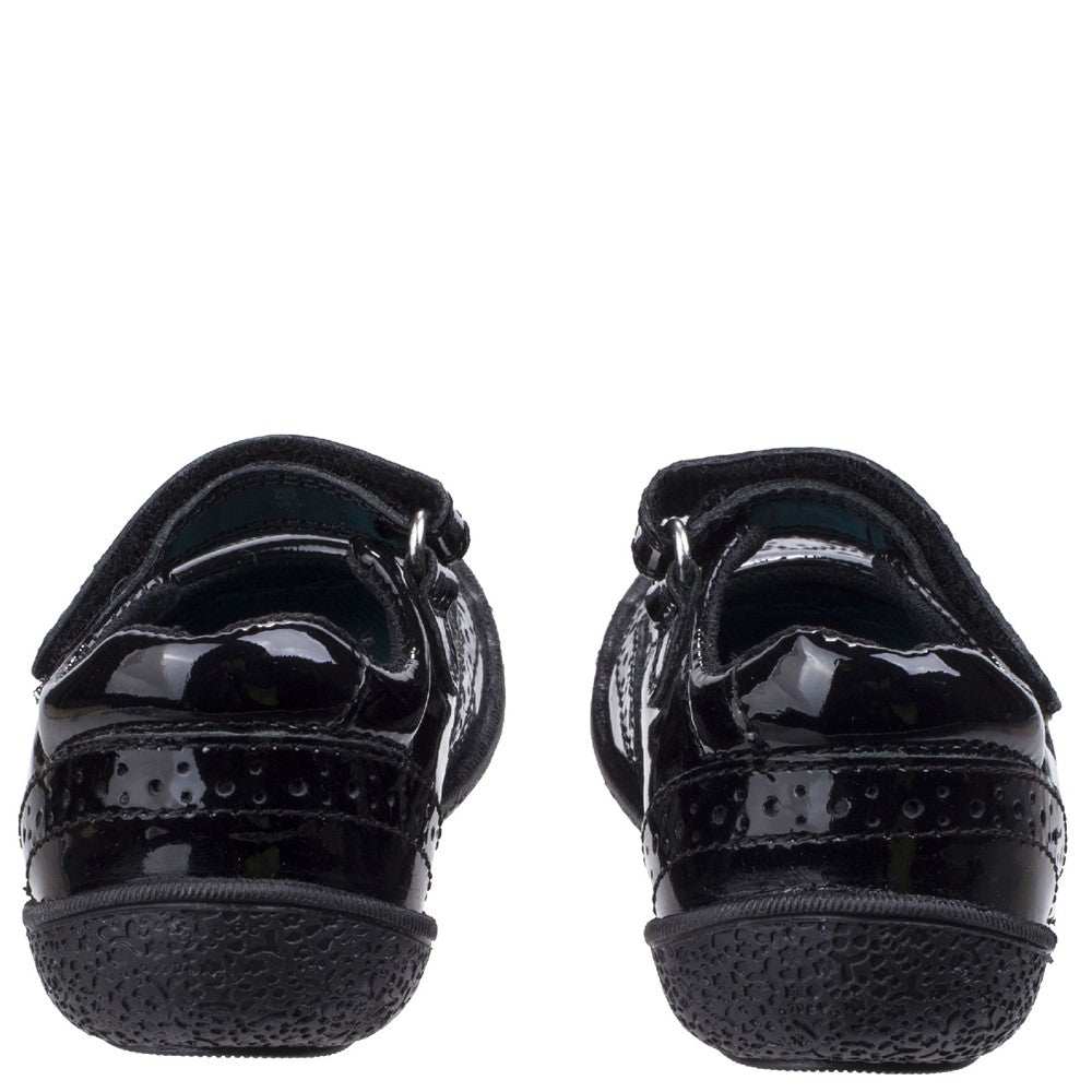 Girls BTS FLFR Black Patent Hush Puppies Rina Junior Patent School Shoe