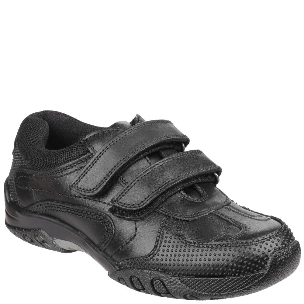 Boys BTS FLFR Black Hush Puppies Jezza Junior School Shoe