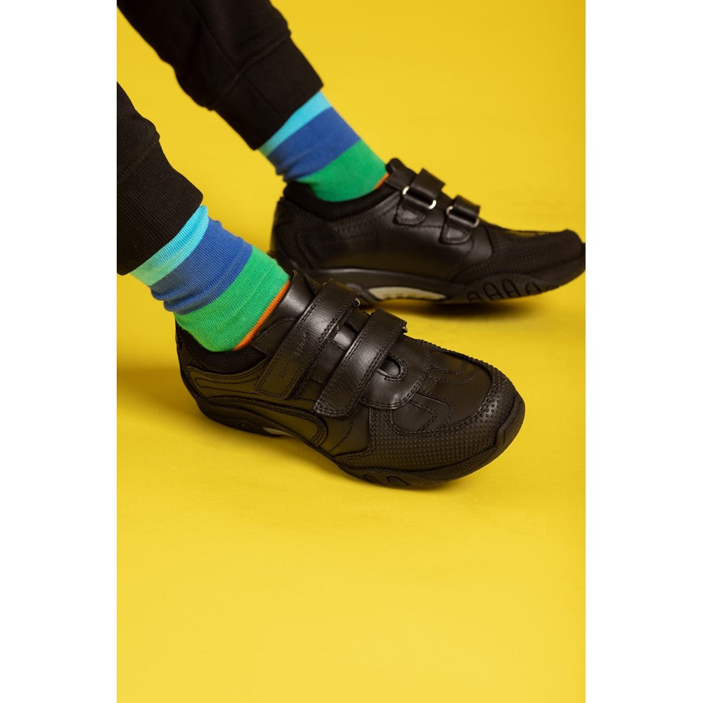 Boys BTS FLFR Black Hush Puppies Jezza Junior School Shoe