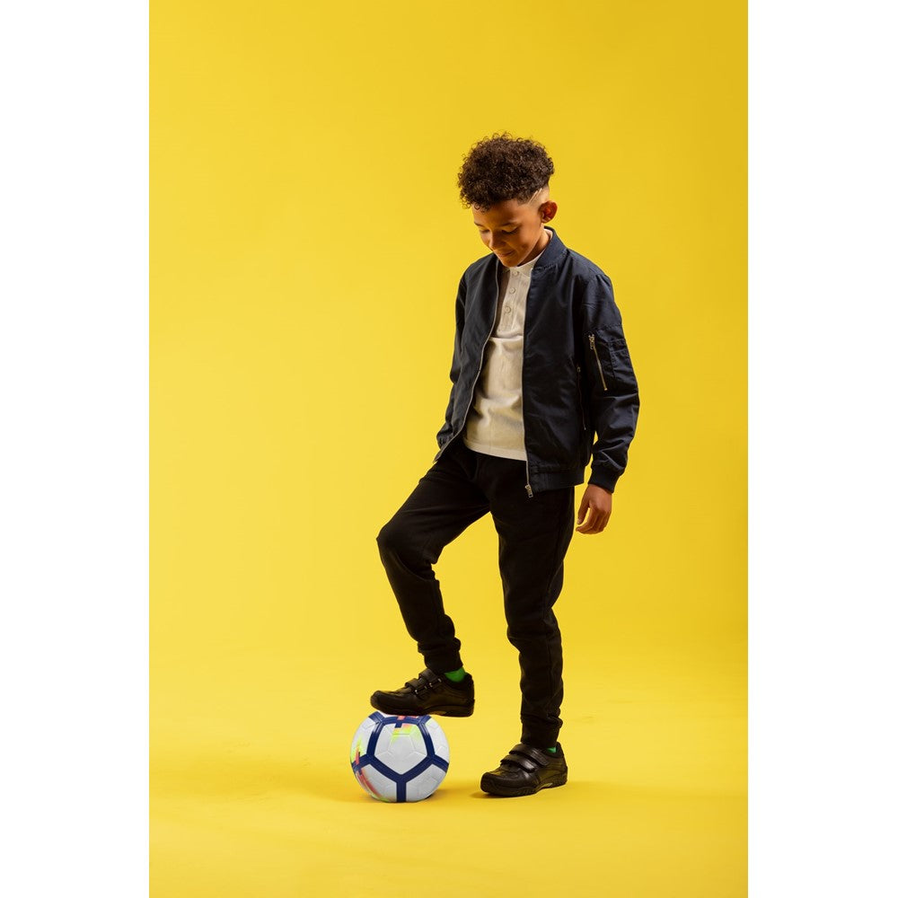 Boys BTS FLFR Black Hush Puppies Jezza Junior School Shoe