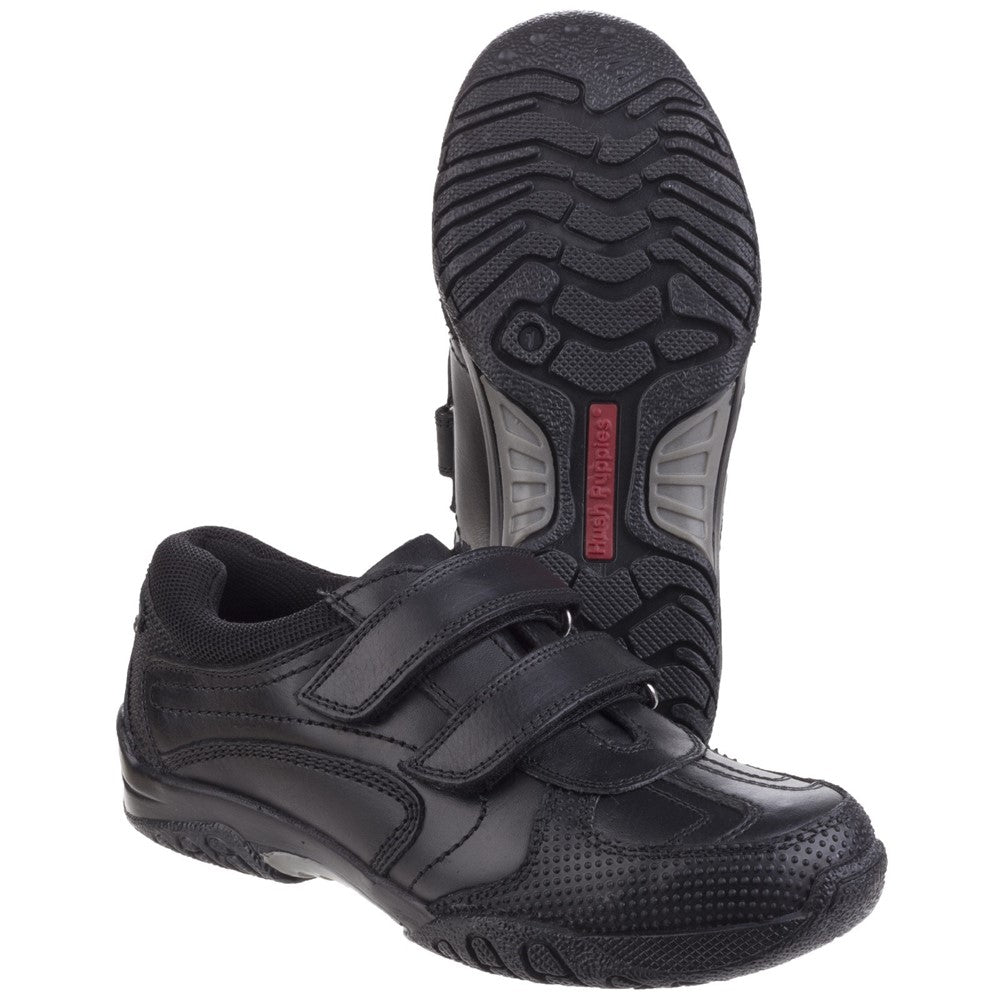 Boys BTS FLFR Black Hush Puppies Jezza Senior School Shoe