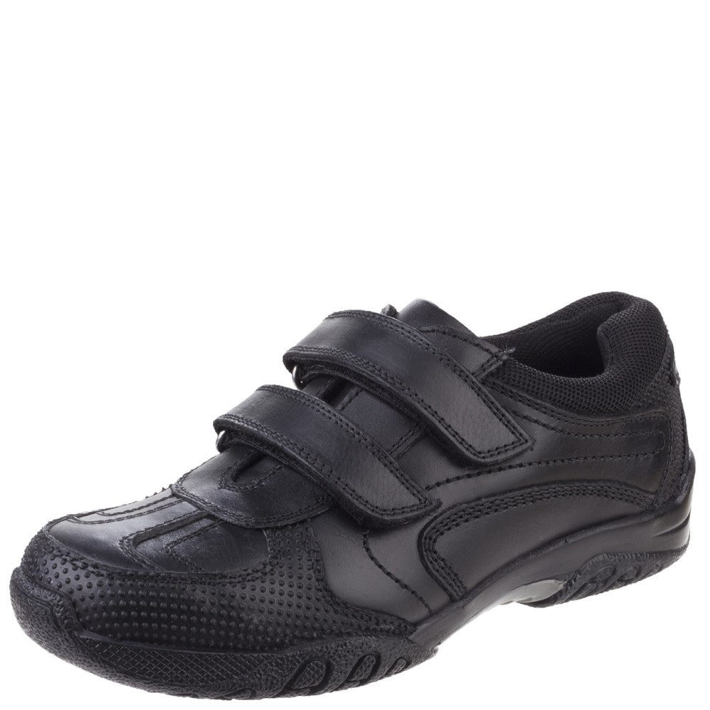 Boys BTS FLFR Black Hush Puppies Jezza Senior School Shoe