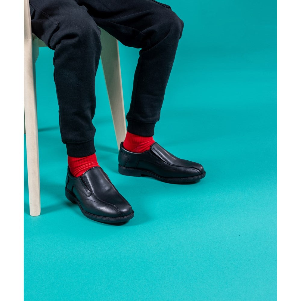 Boys BTS FLFR Black Hush Puppies Bespoke Senior School Shoe