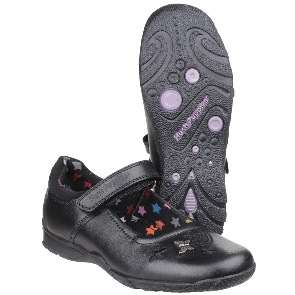 Girls BTS FLFR Black Hush Puppies Clare Senior School Shoe