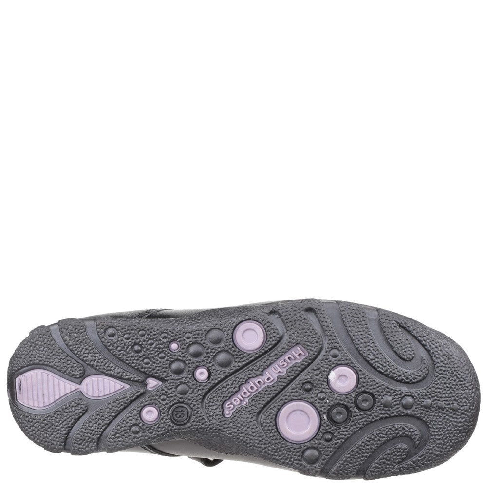 Girls BTS FLFR Black Hush Puppies Clare Senior School Shoe