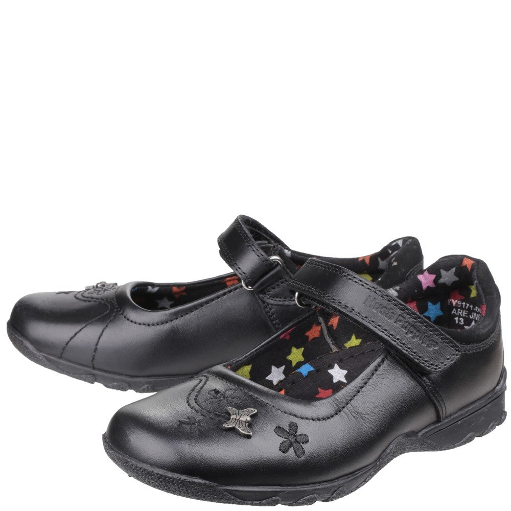 Girls BTS FLFR Black Hush Puppies Clare Senior School Shoe