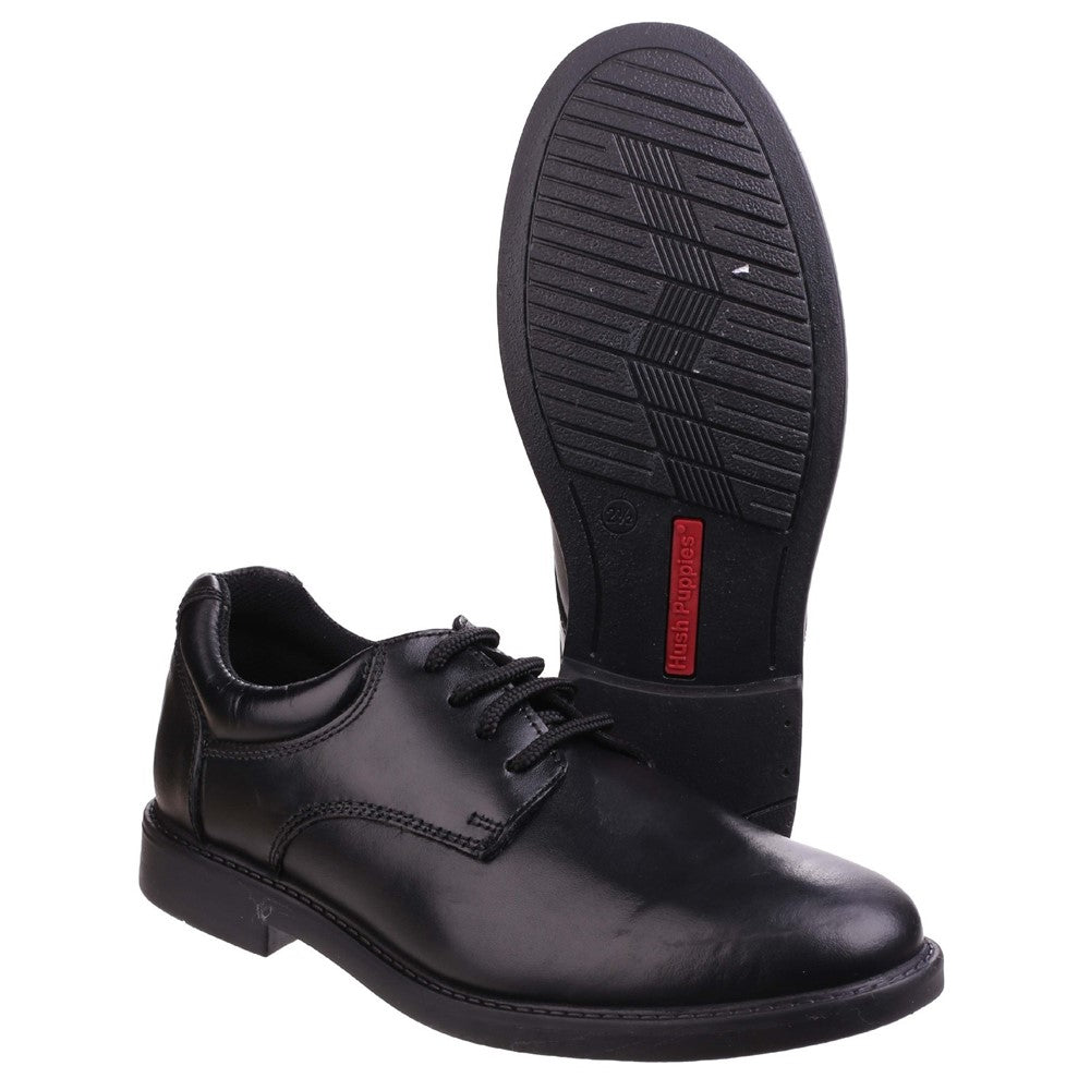 Boys BTS FLFR Black Hush Puppies Tim Junior School Shoe