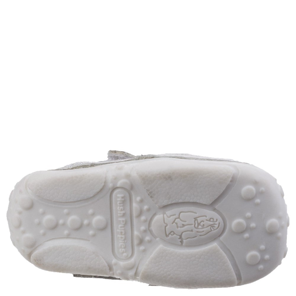 GIRLS SUMMER Silver Hush Puppies Livvy Touch Fastening Shoe