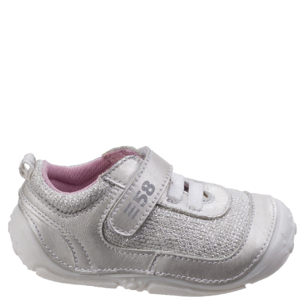 GIRLS SUMMER Silver Hush Puppies Livvy Touch Fastening Shoe