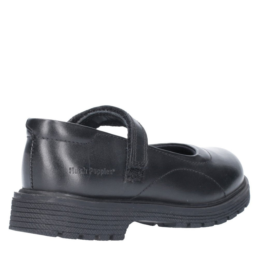 Girls BTS FLFR Black Hush Puppies Tally Junior School Shoe