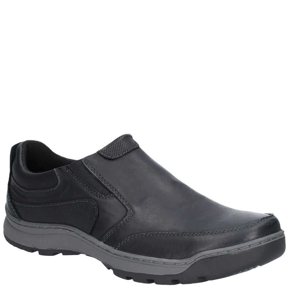 Mens Classic Slip On Shoes Black Hush Puppies Jasper Trainer