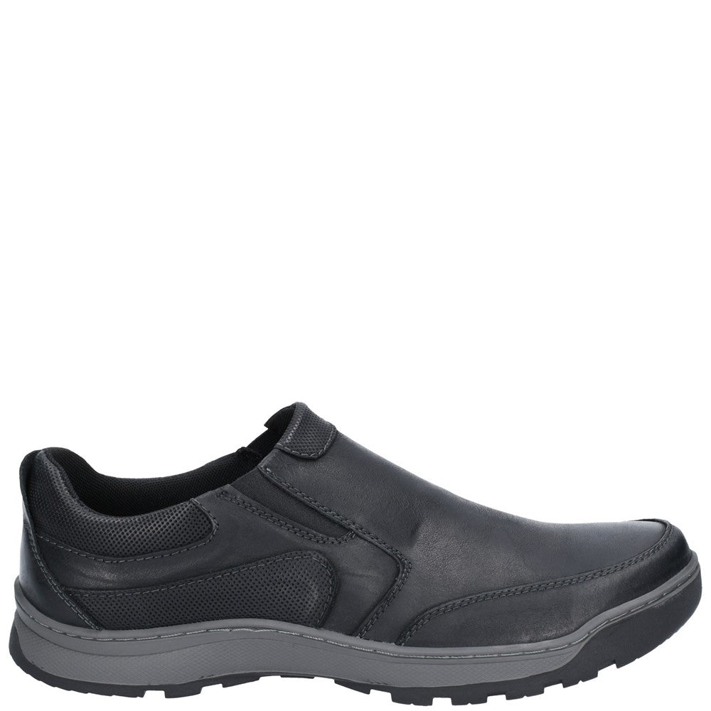 Mens Classic Slip On Shoes Black Hush Puppies Jasper Trainer