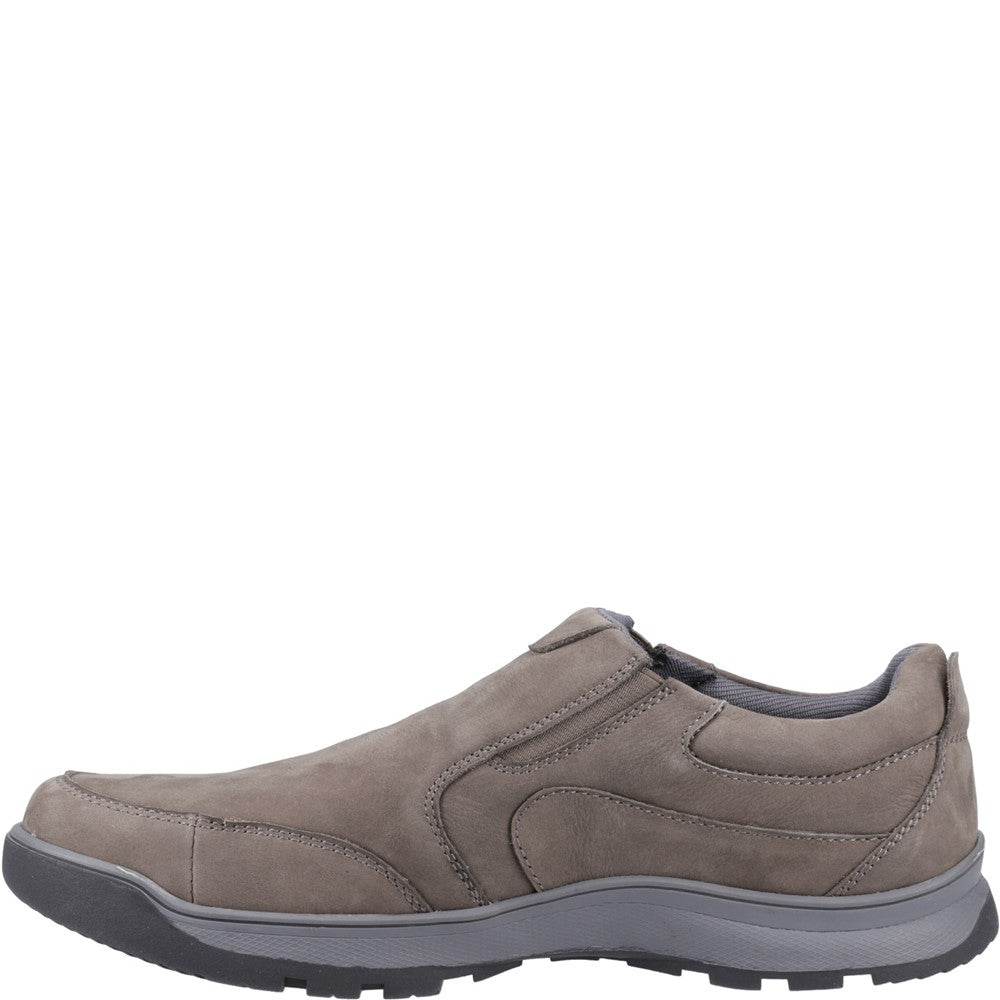 Mens Classic Slip On Shoes Grey Nubuck Hush Puppies Jasper Trainer