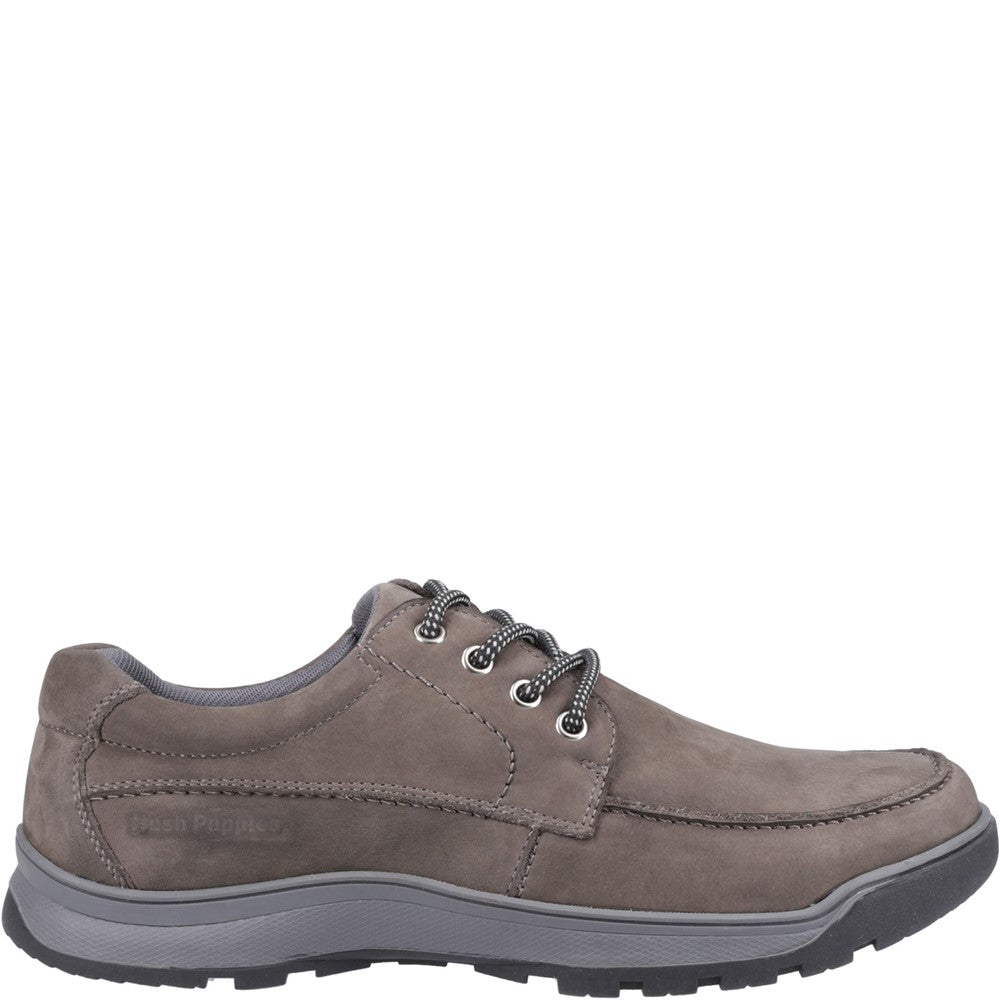 Mens Classic Lace Shoes Grey Nubuck Hush Puppies Tucker Lace Shoe