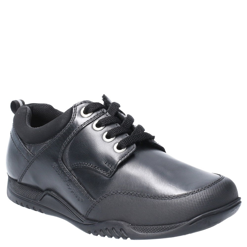 Boys BTS FLFR Black Hush Puppies Dexter Junior School Shoe