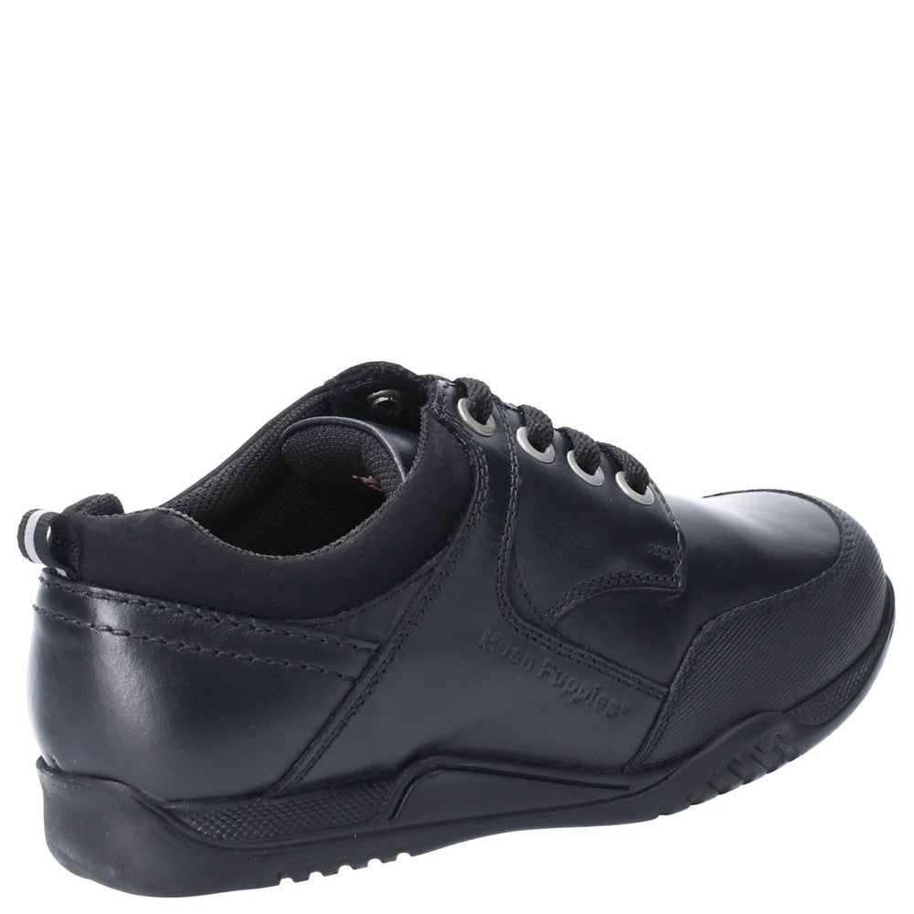 Boys BTS FLFR Black Hush Puppies Dexter Junior School Shoe