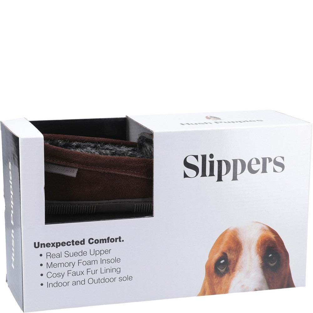 Classic Mens Slippers Brown Hush Puppies Ace Slipper