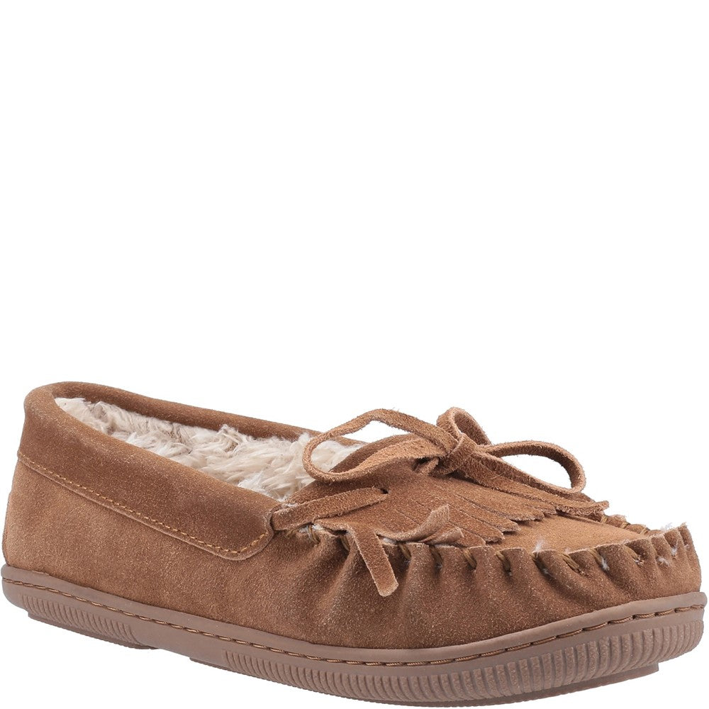 Classic Ladies Slippers Tan Hush Puppies Addy Slip On Slipper