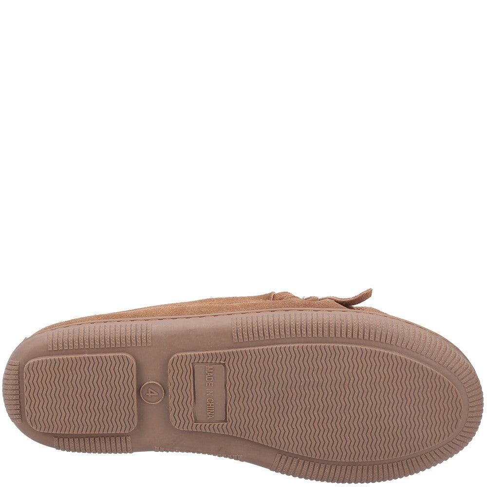 Classic Ladies Slippers Tan Hush Puppies Addy Slip On Slipper