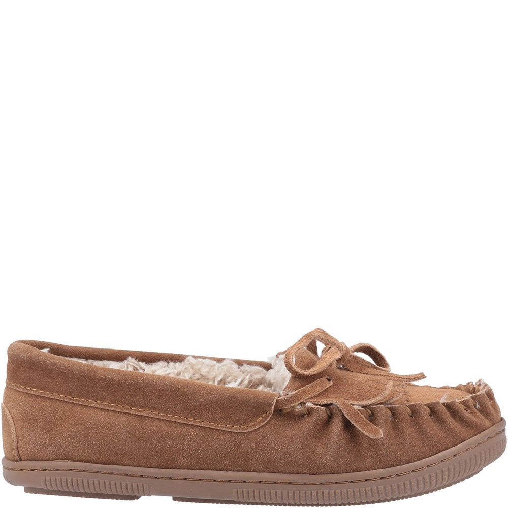 Classic Ladies Slippers Tan Hush Puppies Addy Slip On Slipper