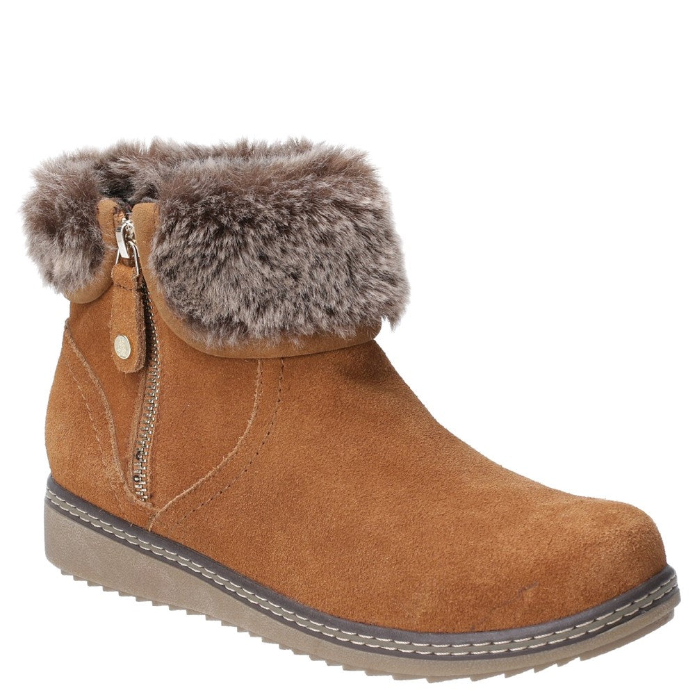 Ladies Ankle Boots Tan Hush Puppies Penny Zip Ankle Boot