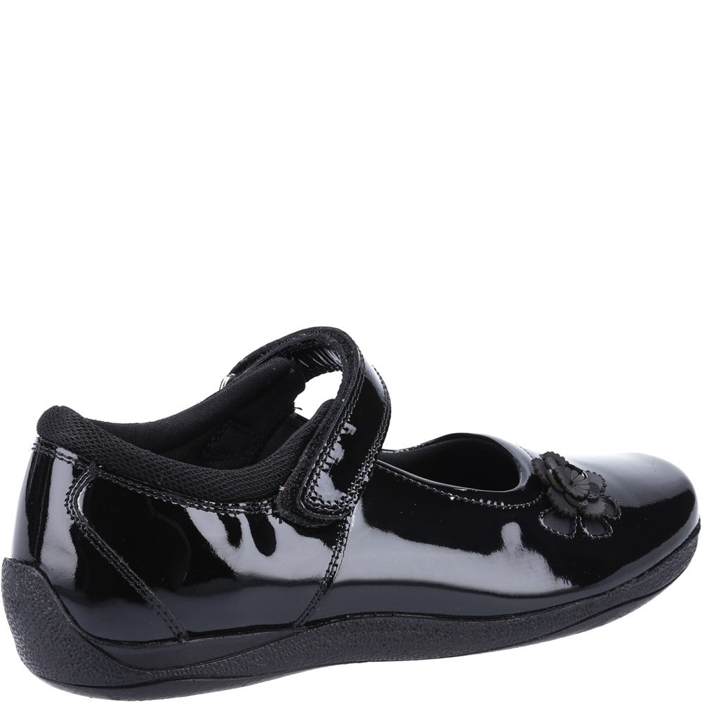 Girls BTS FLFR Black Hush Puppies Jessica Senior Patent School Shoe