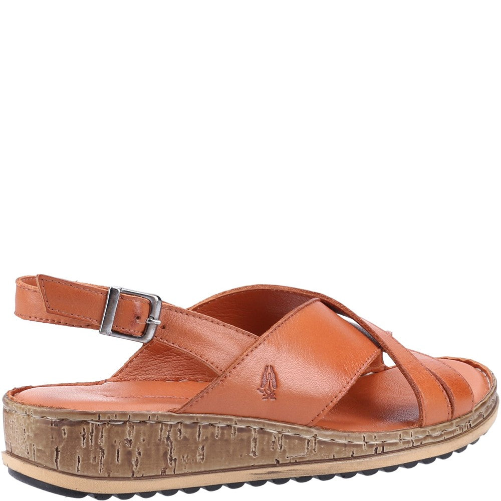 Sandal Ladies Summer Tan Hush Puppies Elena Cross Over Wedge Sandal