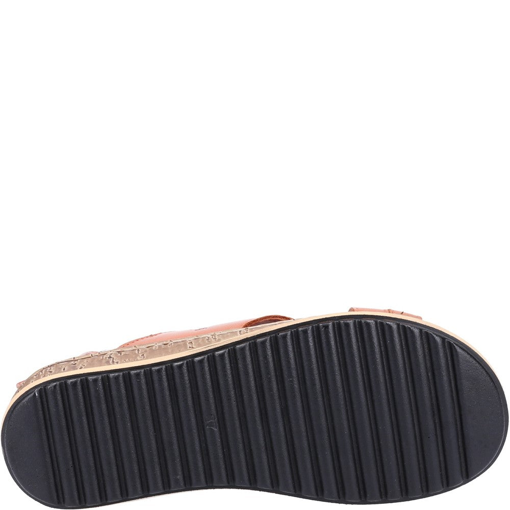 Sandal Ladies Summer Tan Hush Puppies Elena Cross Over Wedge Sandal