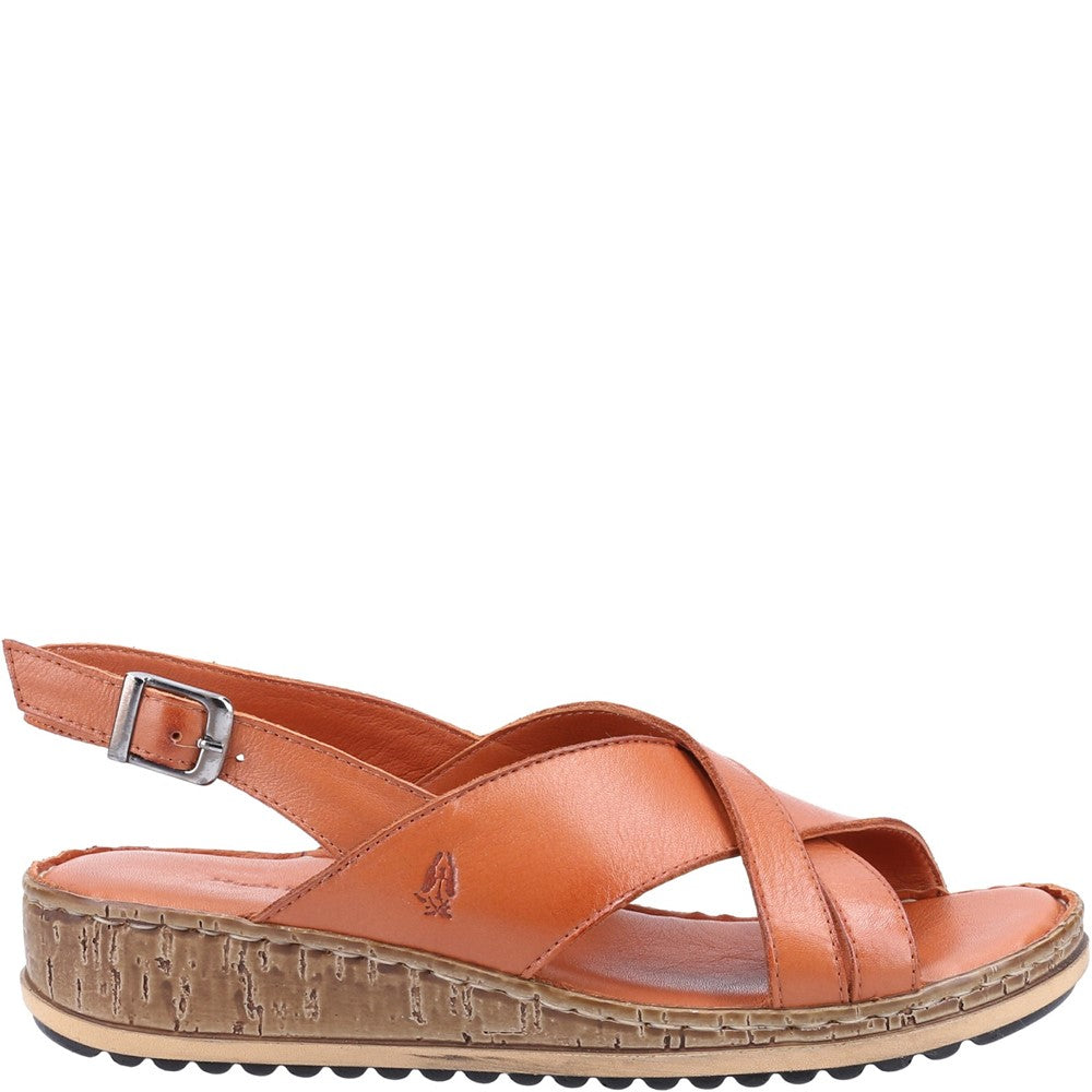 Sandal Ladies Summer Tan Hush Puppies Elena Cross Over Wedge Sandal
