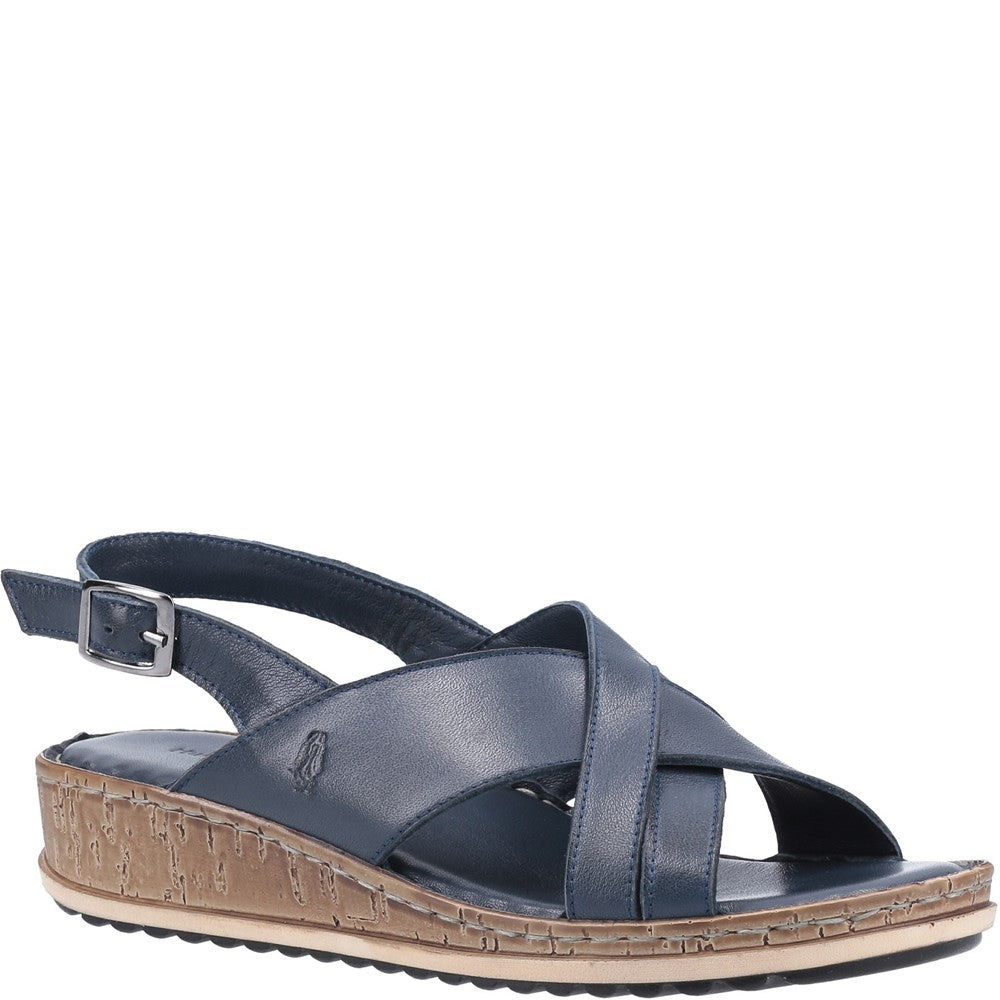 Sandal Ladies Summer Navy Hush Puppies Elena Cross Over Wedge Sandal