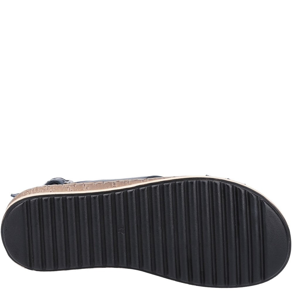 Sandal Ladies Summer Navy Hush Puppies Elena Cross Over Wedge Sandal