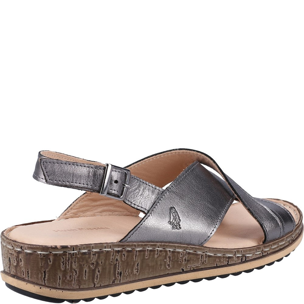 Sandal Ladies Summer Pewter Hush Puppies Elena Cross Over Wedge Sandal
